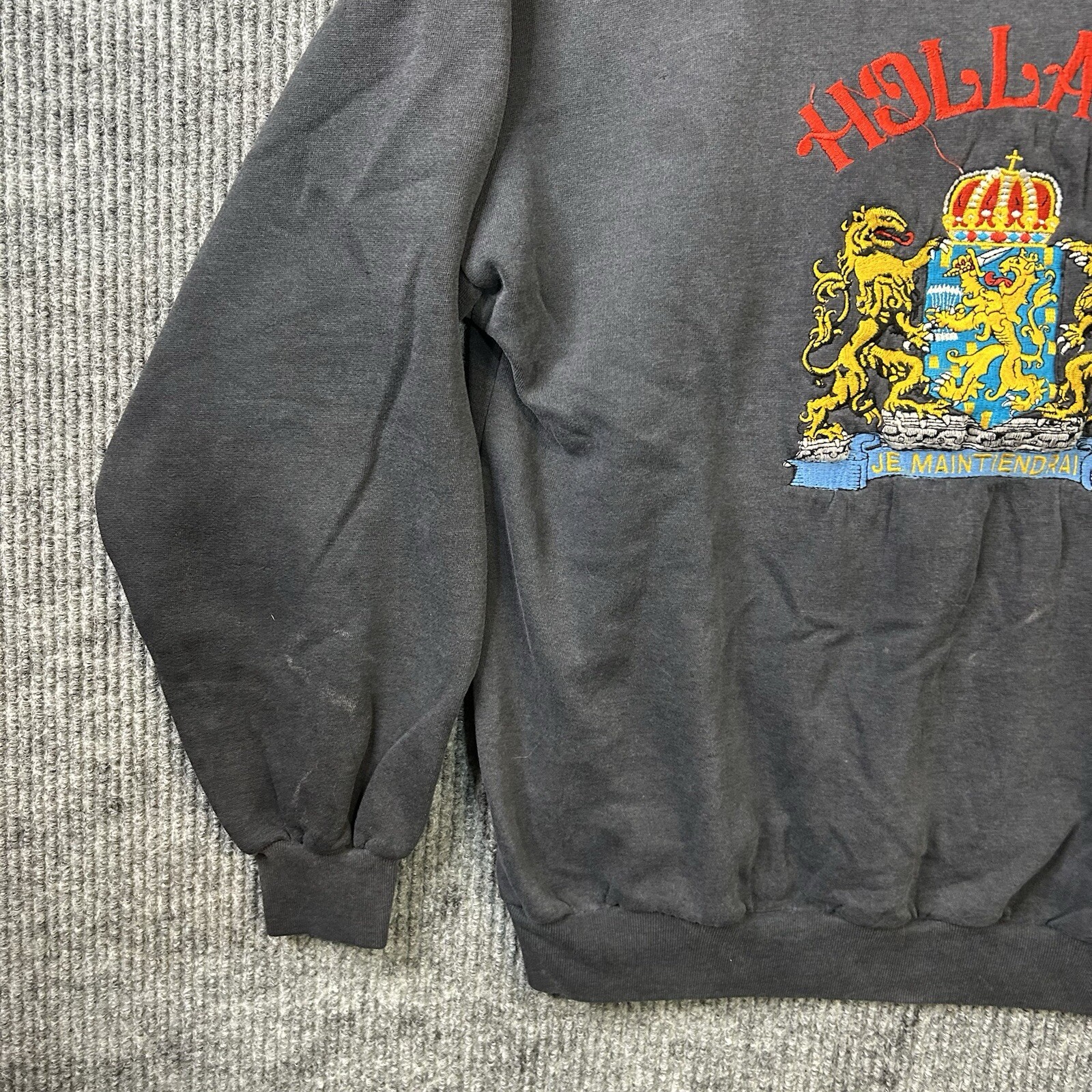Vintage Holland Sweatshirt Adult Large Embroidered Black