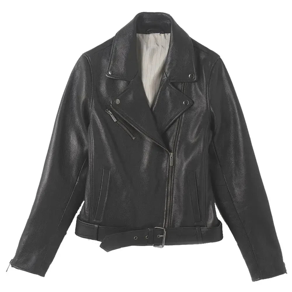 Women’s Black Leather Biker Jacket