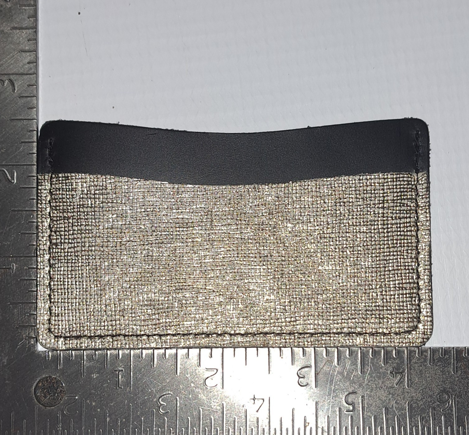 Hermit Leather Co. Beige/Black Leather ID Document Holder Slim Card Case