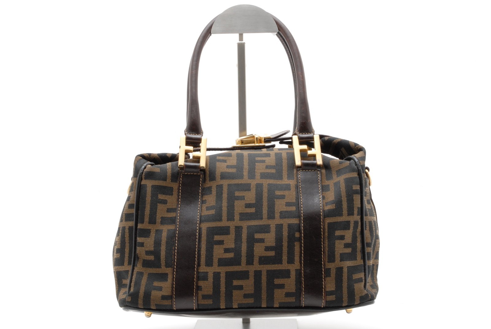 FENDI Zucca Vanity Handbag Brown Canvas