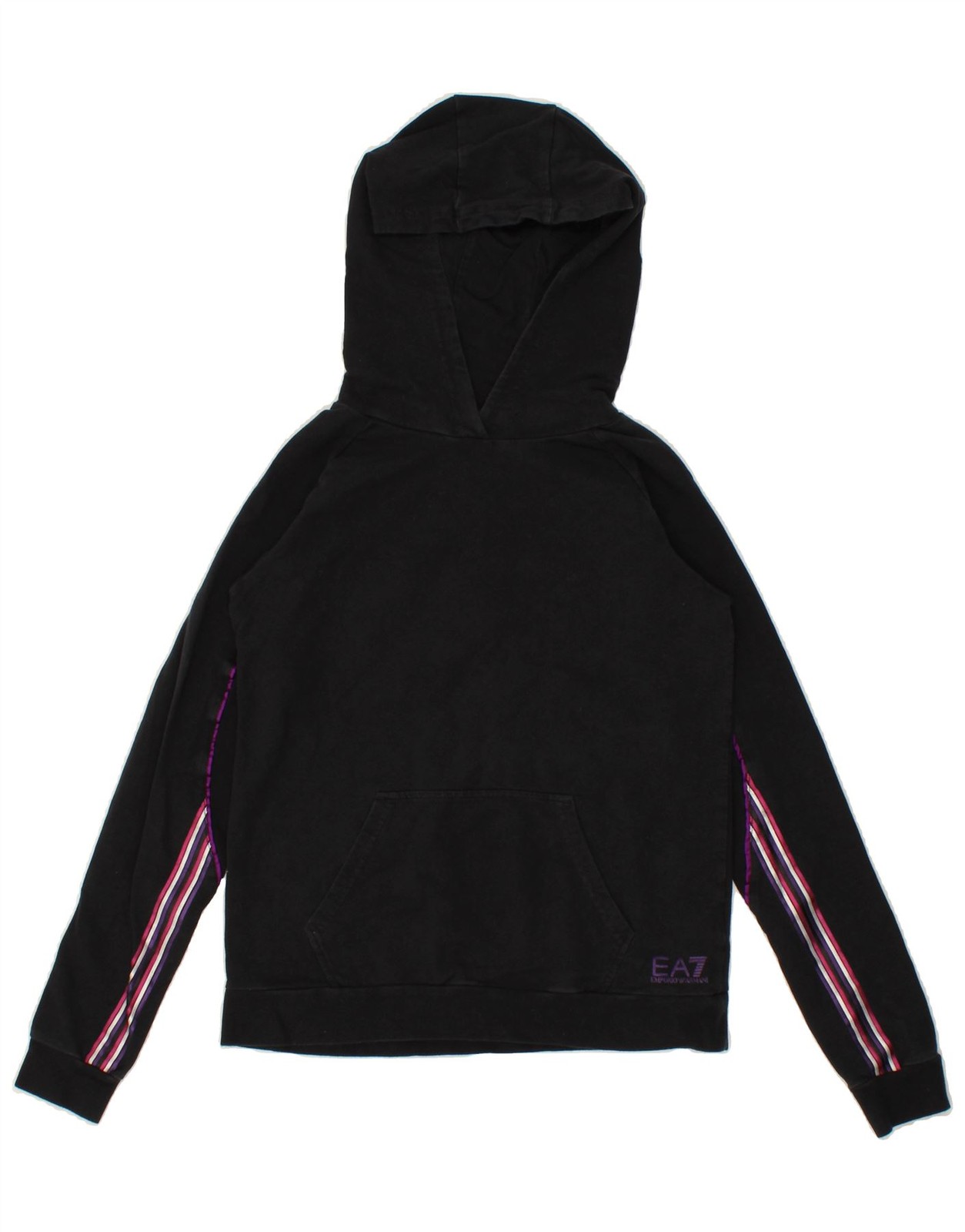 EMPORIO ARMANI Womens Hoodie Jumper UK 12 Medium Black Cotton C002