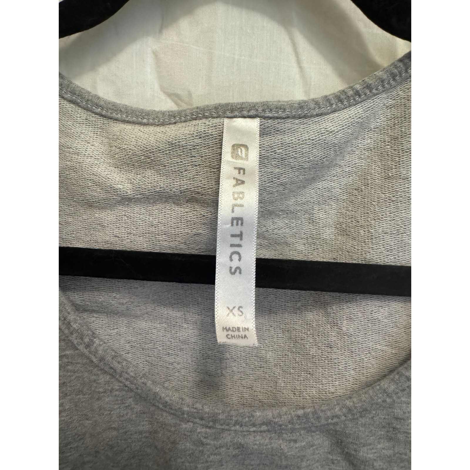 Fabletics Gray Sweatshirt Fabric Lace Trim Crop Tank Top XS