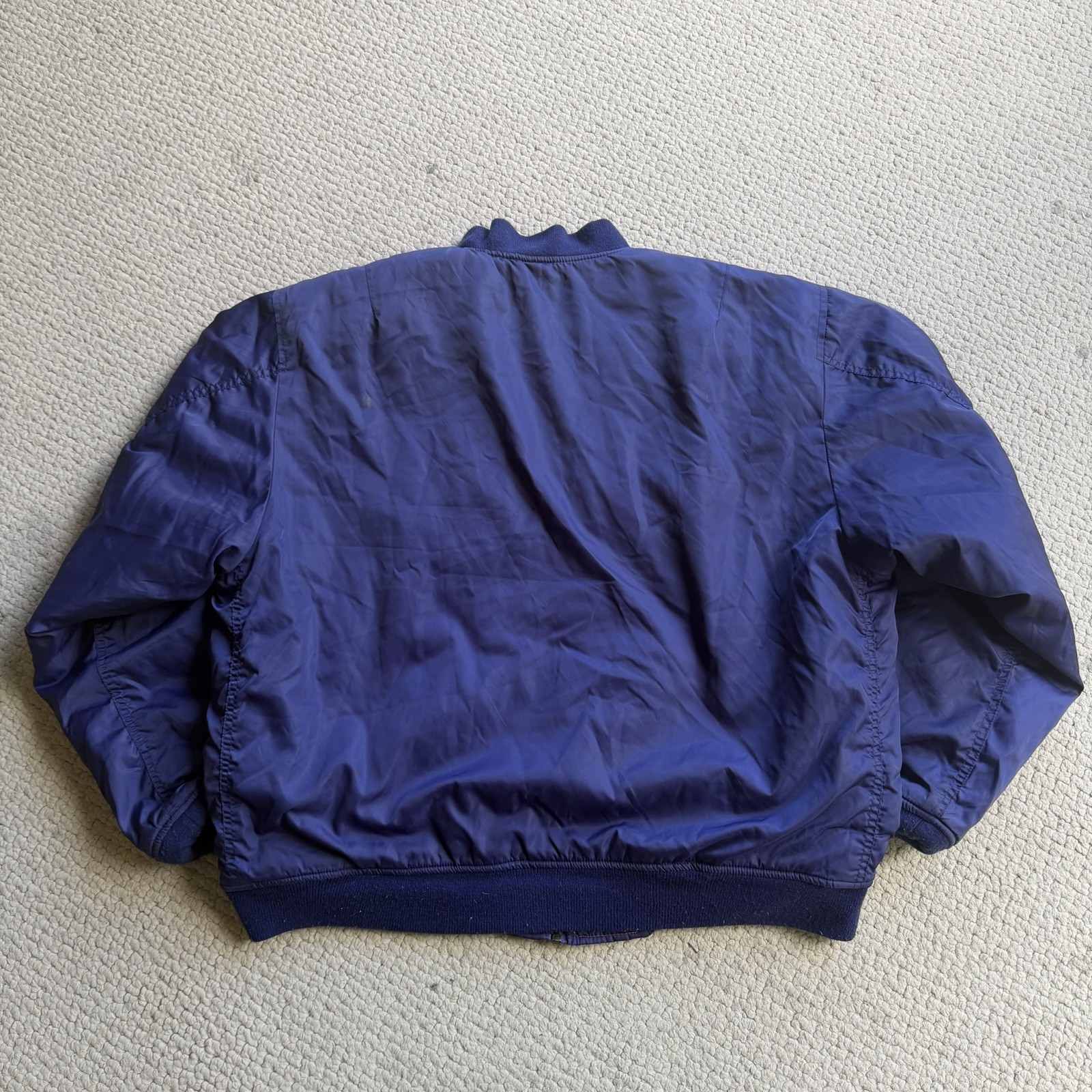Vintage Navy Faded Reversible Military Style Bomber Jacket