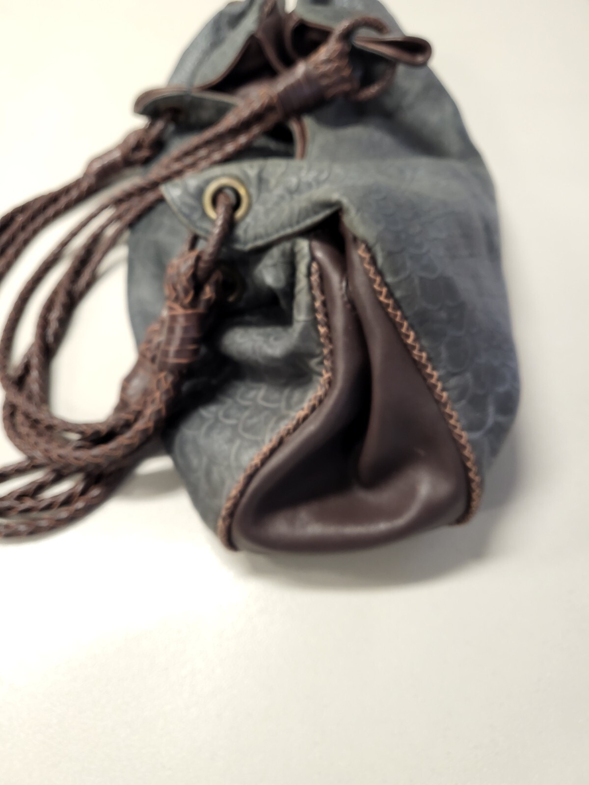 The Divine Tribe NYC Large Gray/ Brown Reptile Embossed Leather Tote Purse