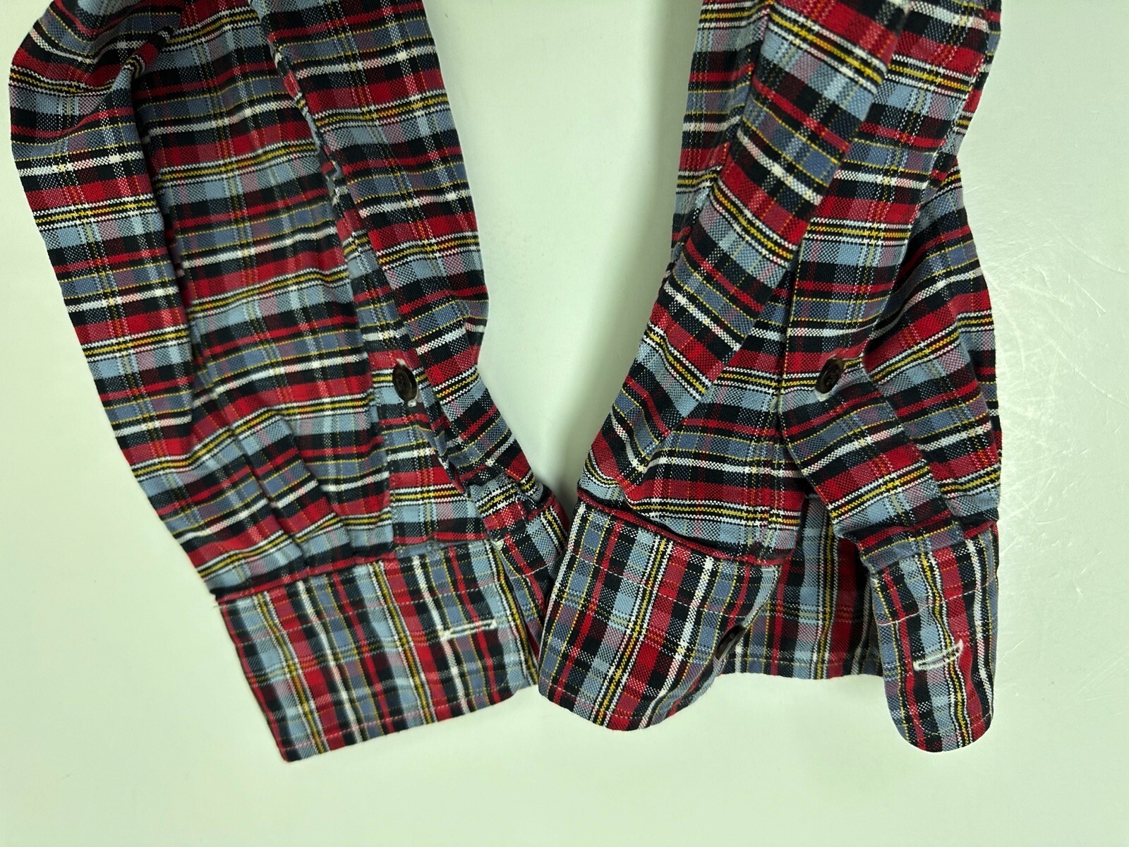 Vintage Oxford Shirt Men Large Casual Gray Red Plaid Button Down Cremieux STAIN