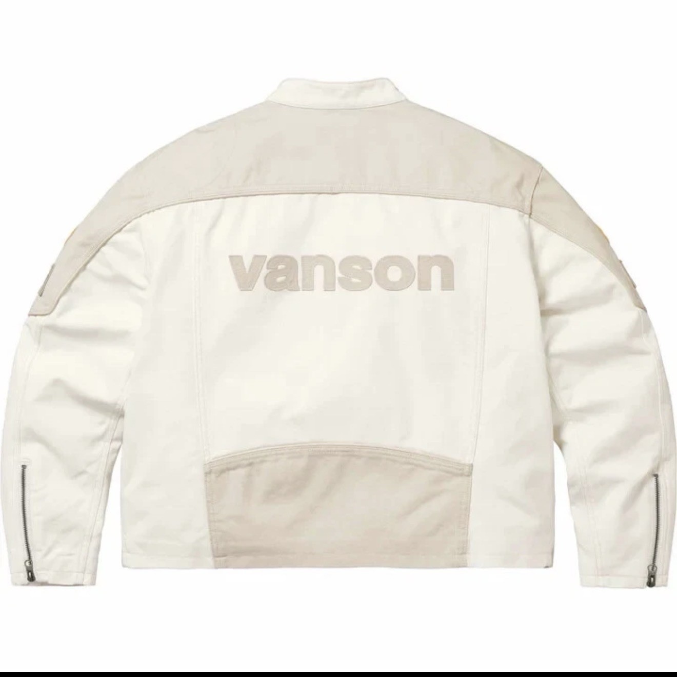 Vanson x Supreme White Full Zip Motorcycle Jacket Men’s Size L SS25J53