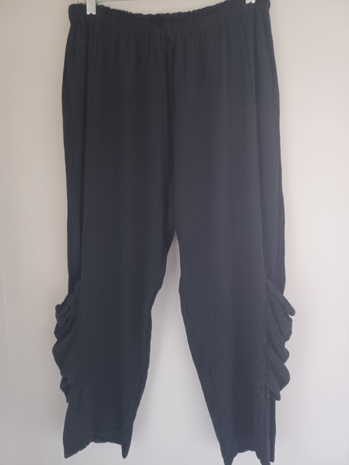 Abaca solid black cotton gauze pants size 2 medium M large L