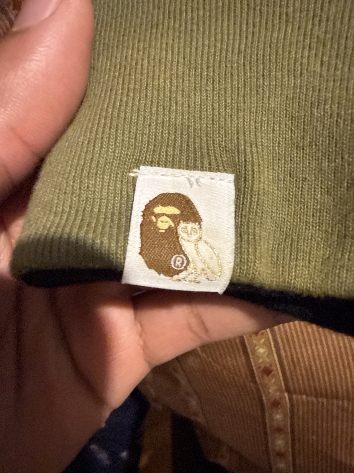 A Bathing Ape x OVO Full Zip Shark Camo Cotton Fleece Hoodie Black/Green XL