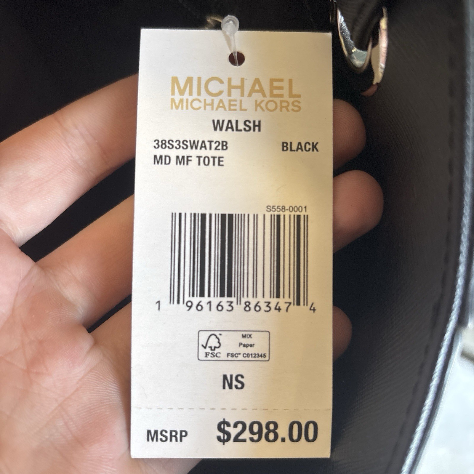 Michael Kors Medium Tote Black MK Monogram, Adjustable Strap, Bag Charm