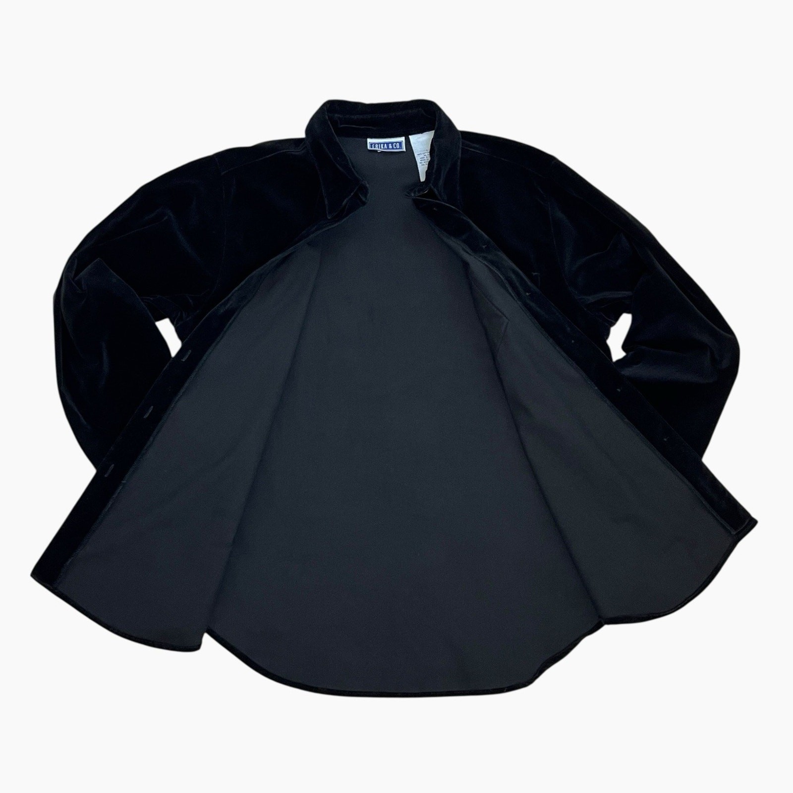 Erika And Company Shirt Womens Large Black Cotton Velour Button Up Soft Casual