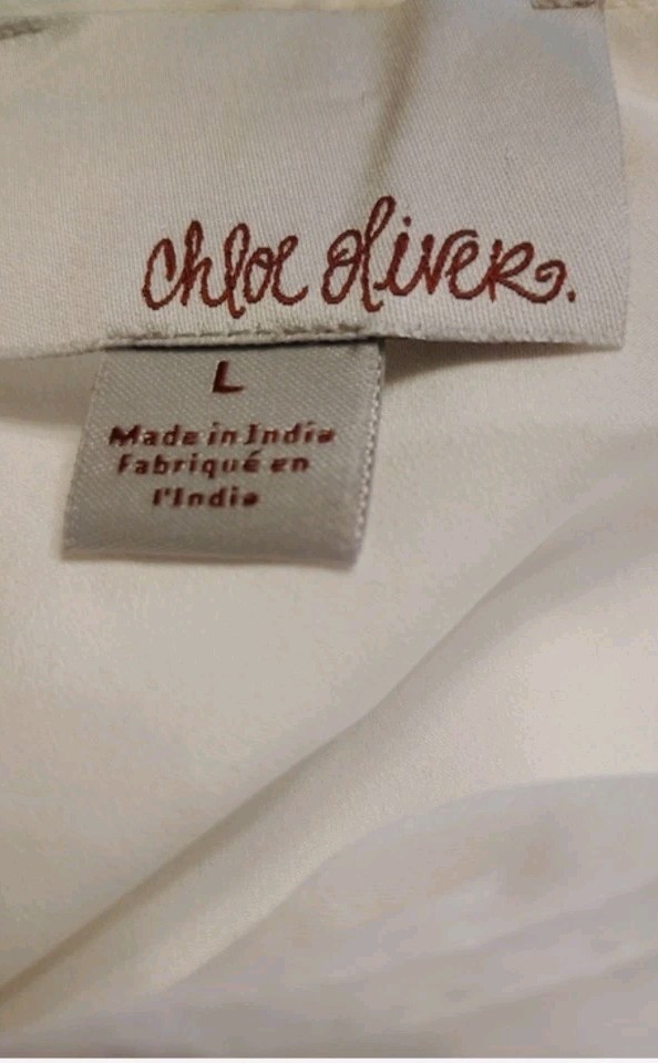 Chloe Oliver Anthropologie L Floral Embroidered One-Shoulder Ruffle Blouse