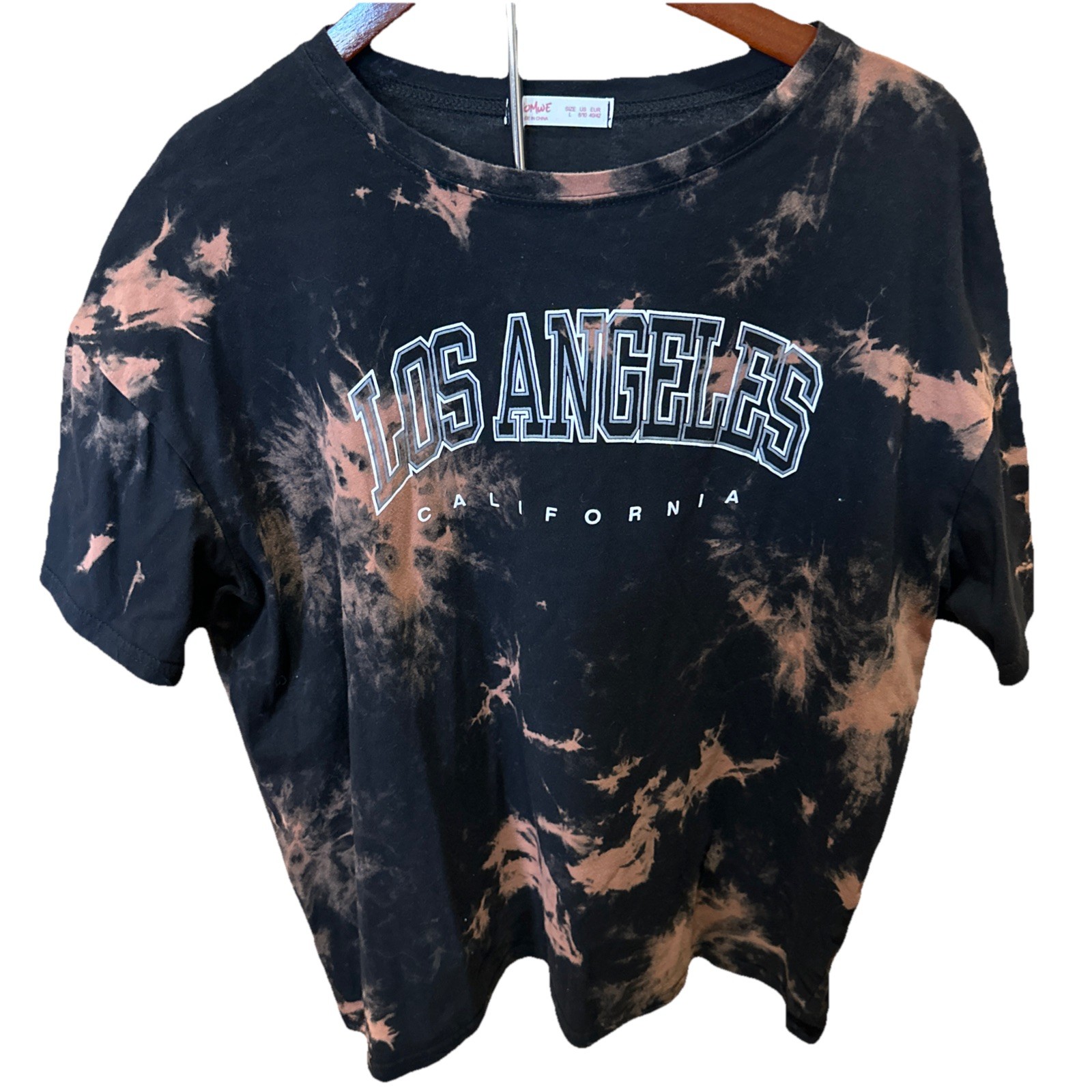 Women’s Cropped Graphic T Shirt Bleached Size Large