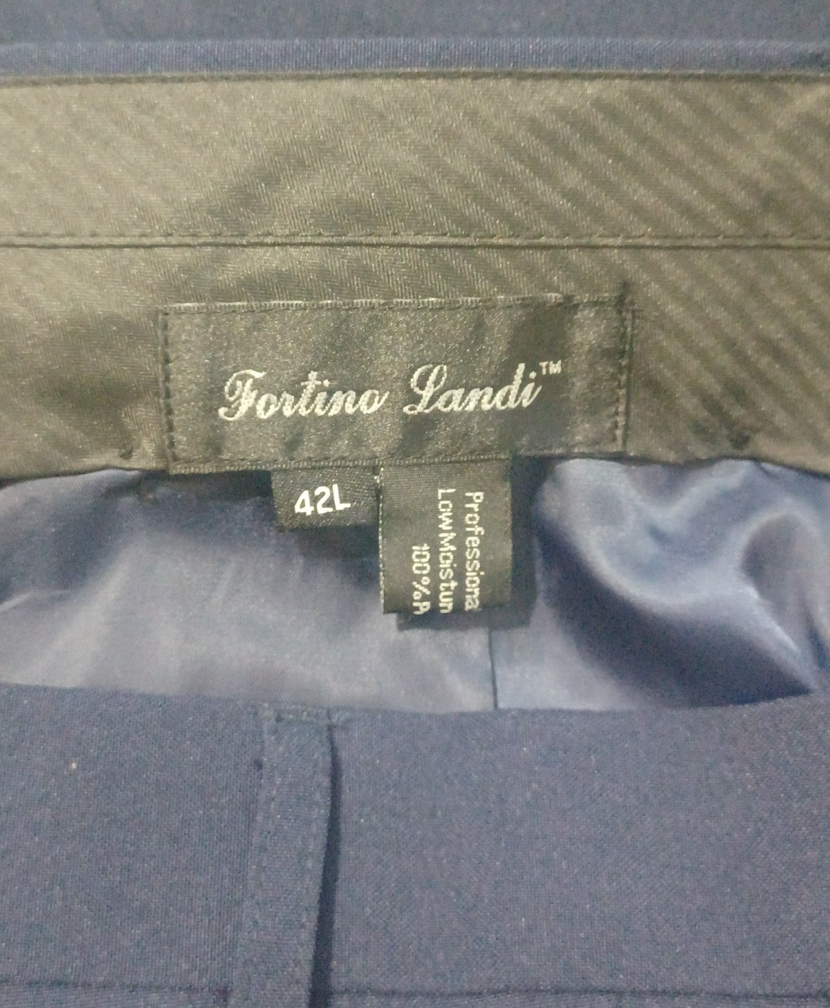 Fortino Landi Men’s Navy 2-Piece Suit Size 48L Pants 42W Unhemmed