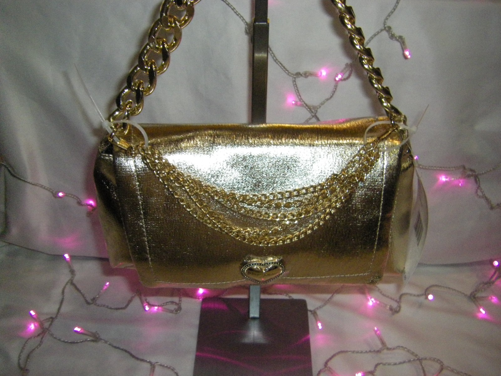 Betsey Johnson Kitsch XO Gabby Metallic Gold Shoulder Bag NWT
