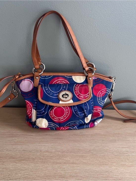 Coach Polka Dot Small Leah Shoulder Handbag