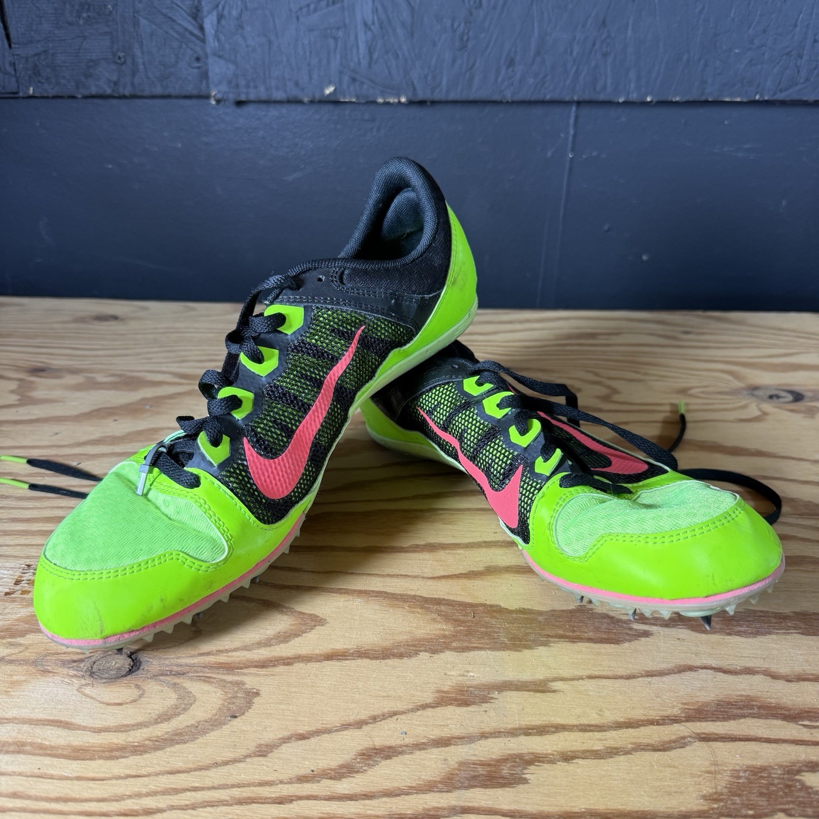 Nike Rival Mid Distance Racing Track Shoes Mens 10.5 Spikes Green &Black