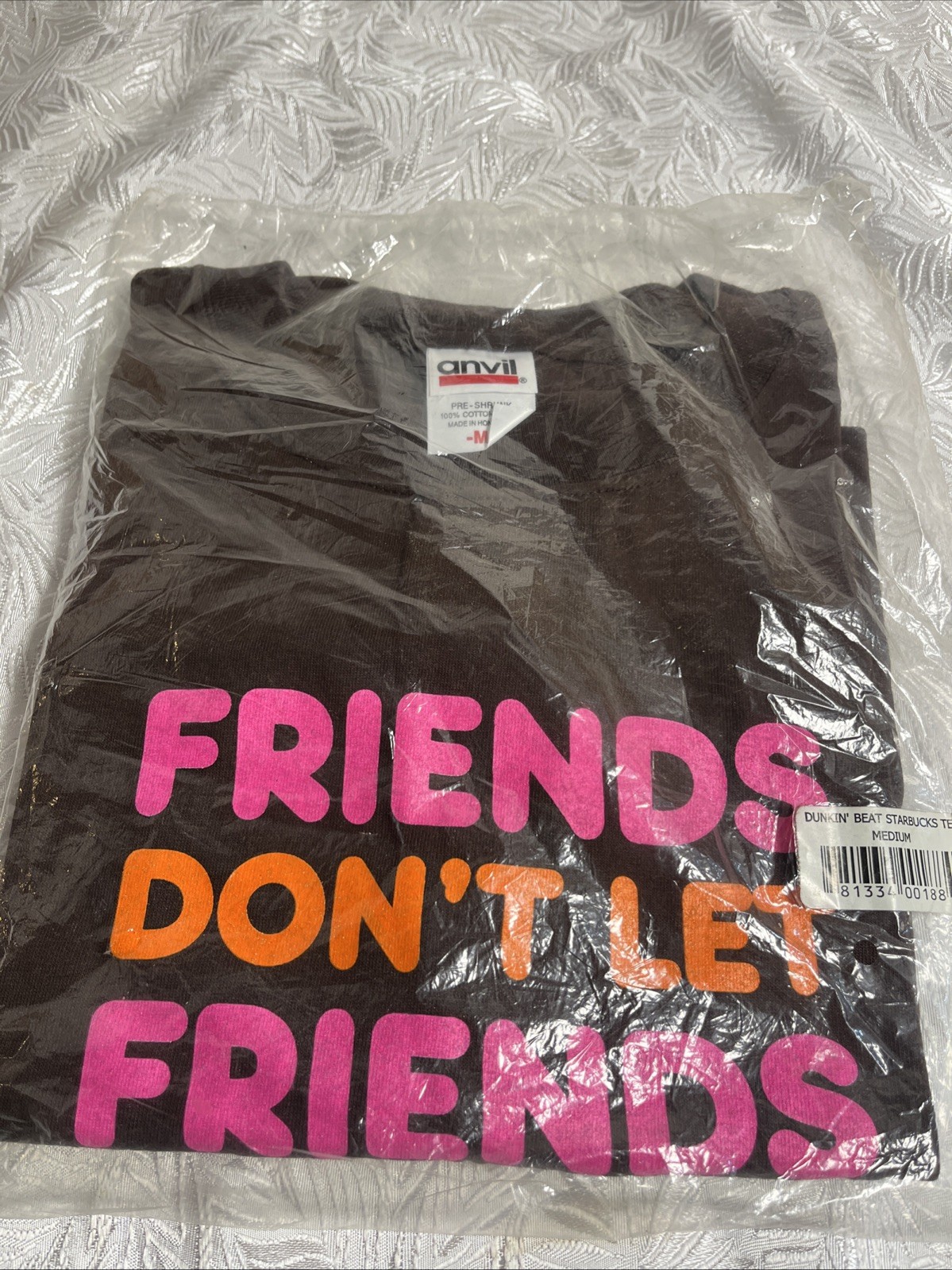 Anvil Dunkin Donuts Y2K Graphic T-Shirt Funny Unisex Medium Coffee New