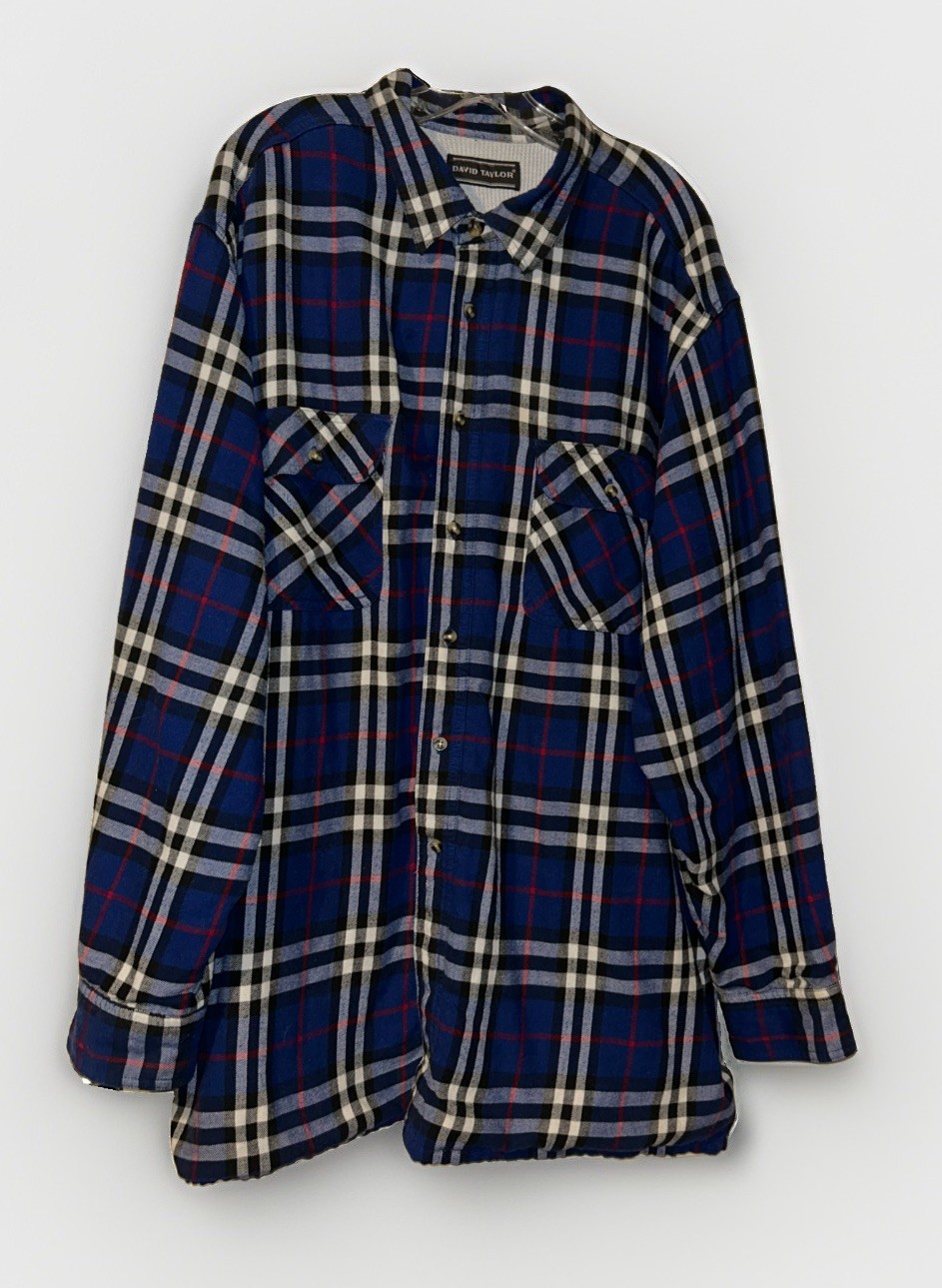 Vintage David Taylor Plaid Flannel Waffle Thermal Lined Men’s 2XL Tall Shirt