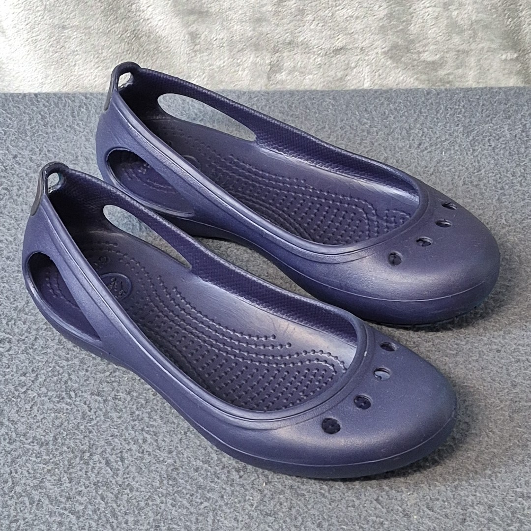 Crocs Shoes Womens 5 Navy Blue Kadee Ballet Flats Slip On Comfort Casual Beach