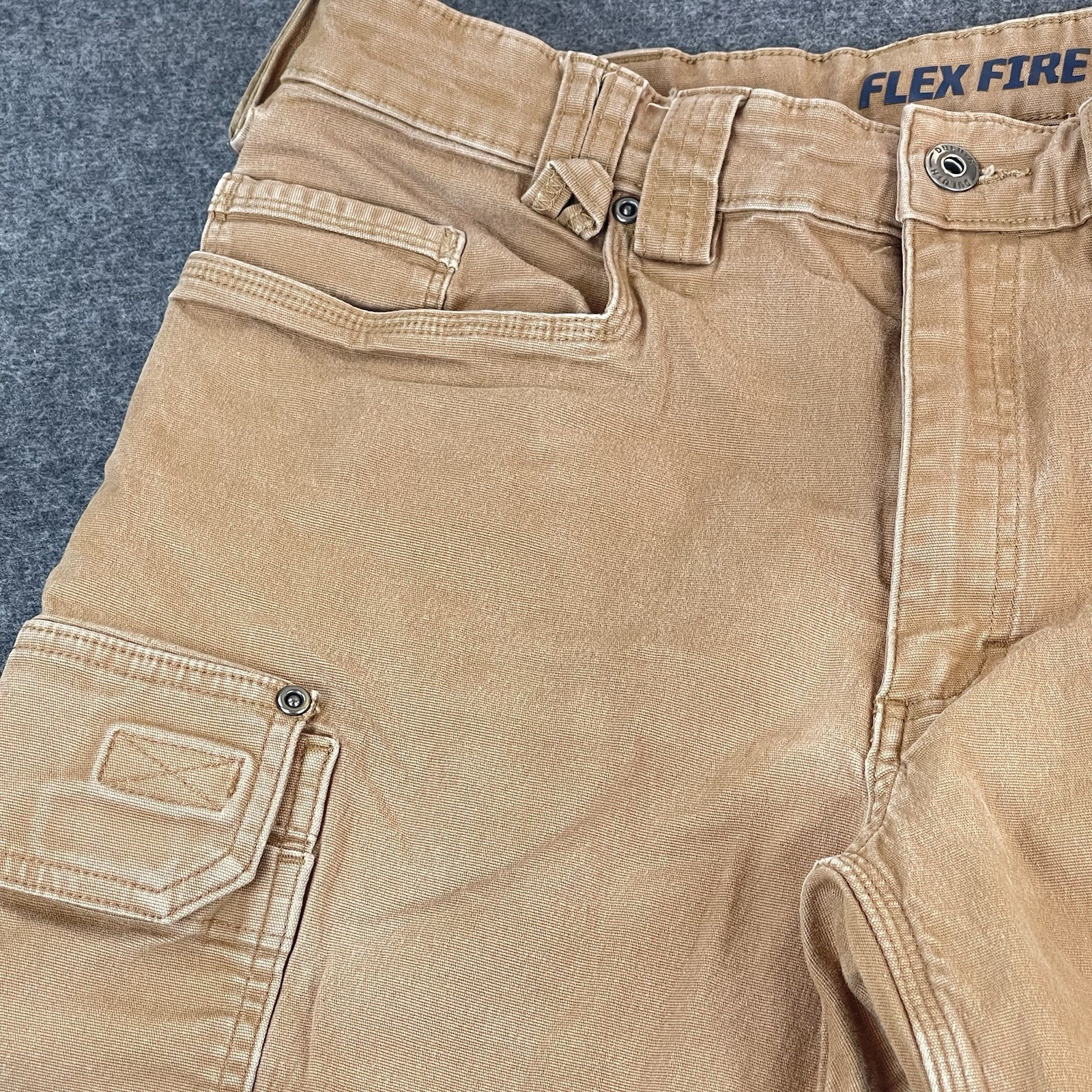 Duluth Flex Fire Hose Ultimate Relaxed Fit Cargo Work Pants Mens 36×34 Brown Tan
