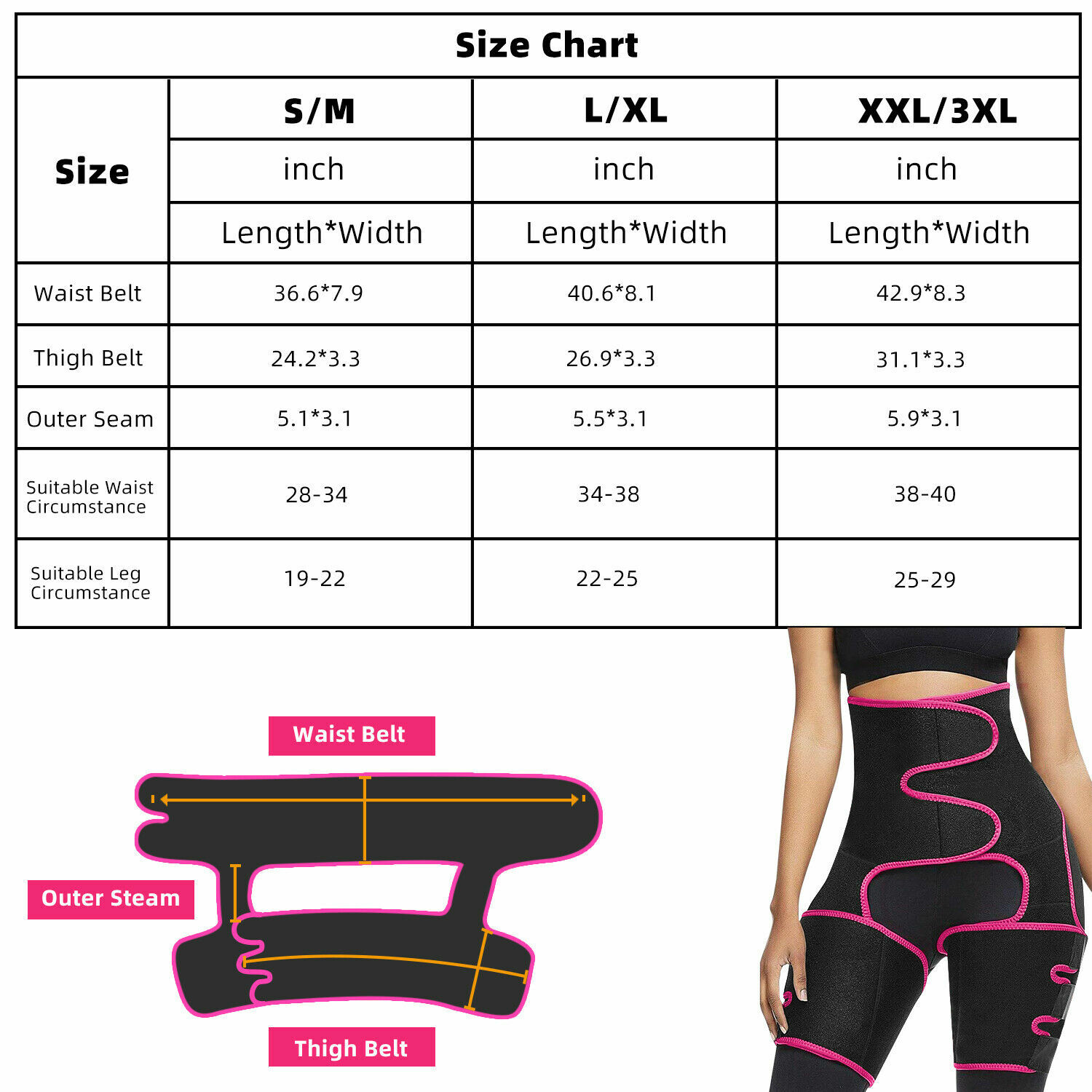 Waist Trainer, 3-in-1 Waist and Thigh Trimmer Butt Lifter Shapewear