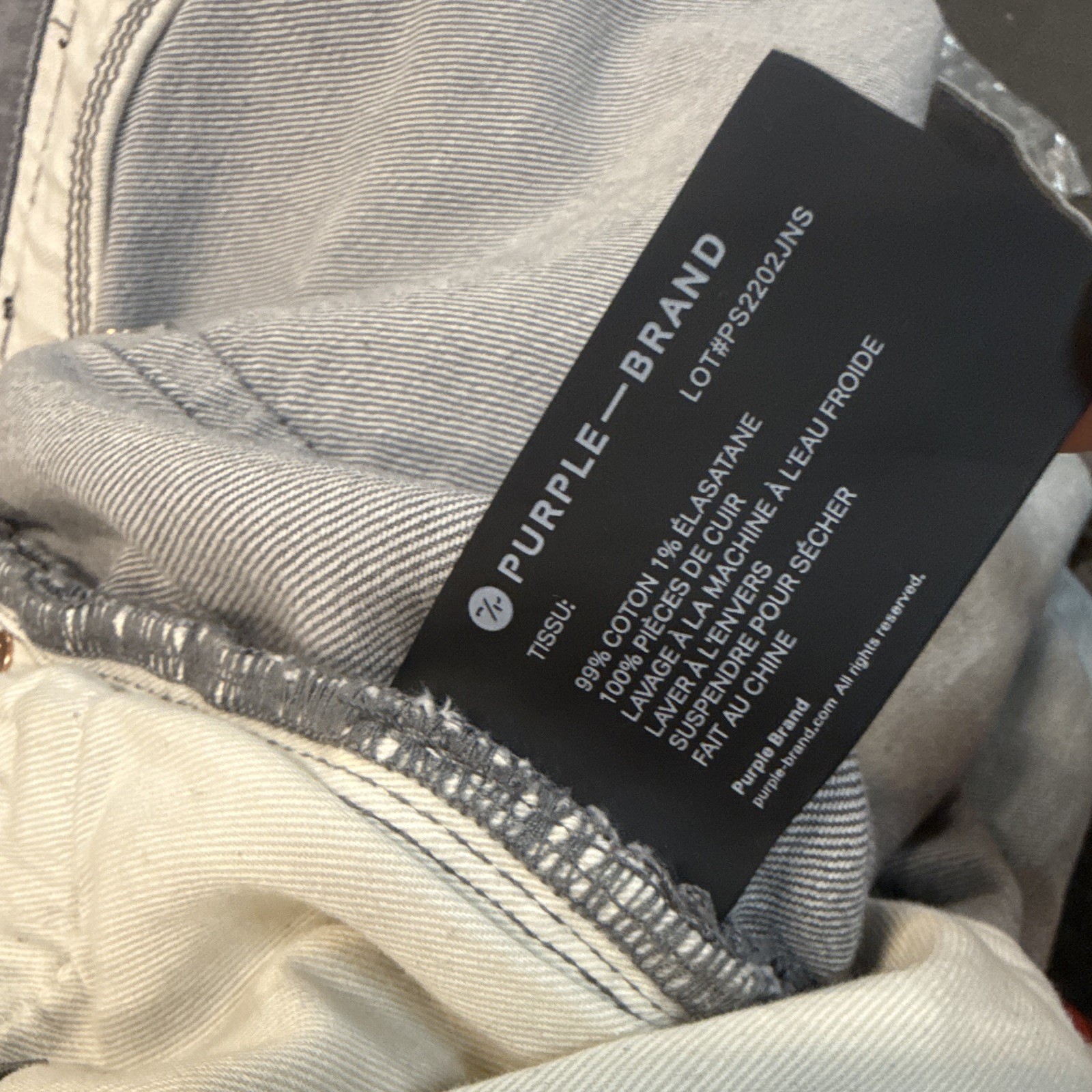 Purple Brand Men’s Gray Distressed Slim Jeans Dark Wash 5-Pocket Button