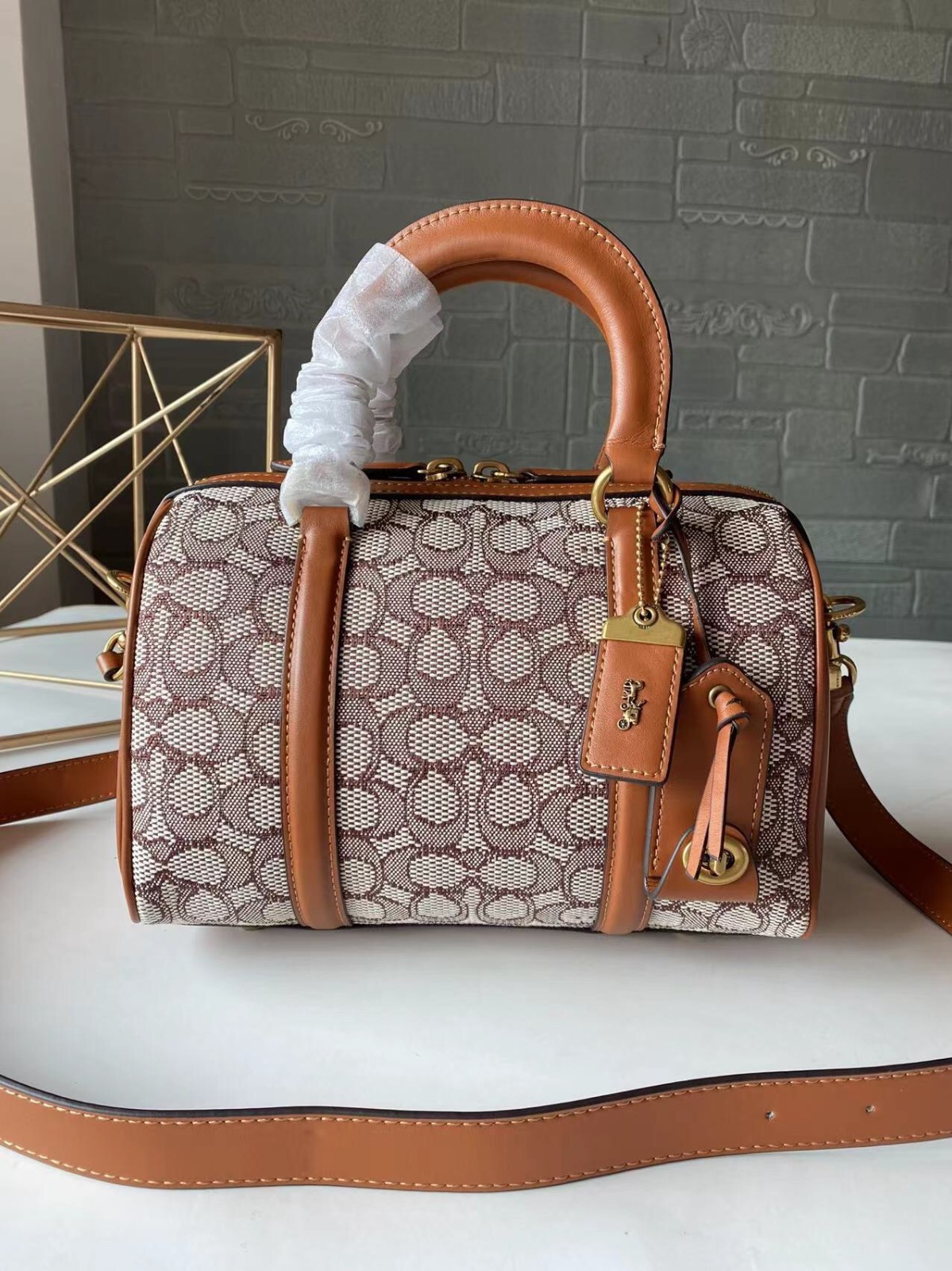 Coach Ruby Satchel 25 Signature Textile Jacquard C8529 Brown