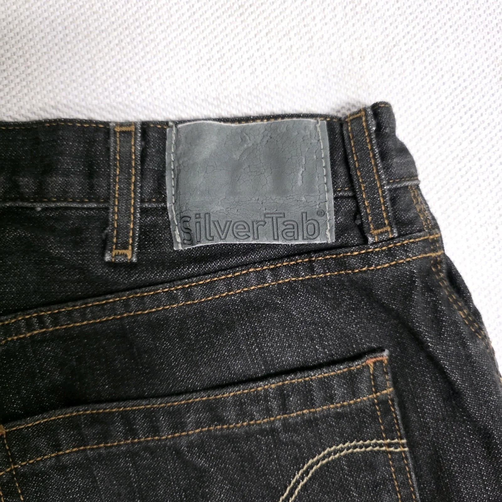 Levi’s Men’s Silvertab Black Denim Jeans Straight Leg Baggy Fit Dark 38×32