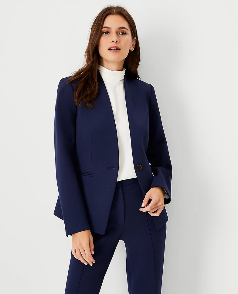 NEW ANN TAYLOR $189 PURE SAPPHIRE DOUBLE KNIT CUTAWAY BLAZER SZ 6
