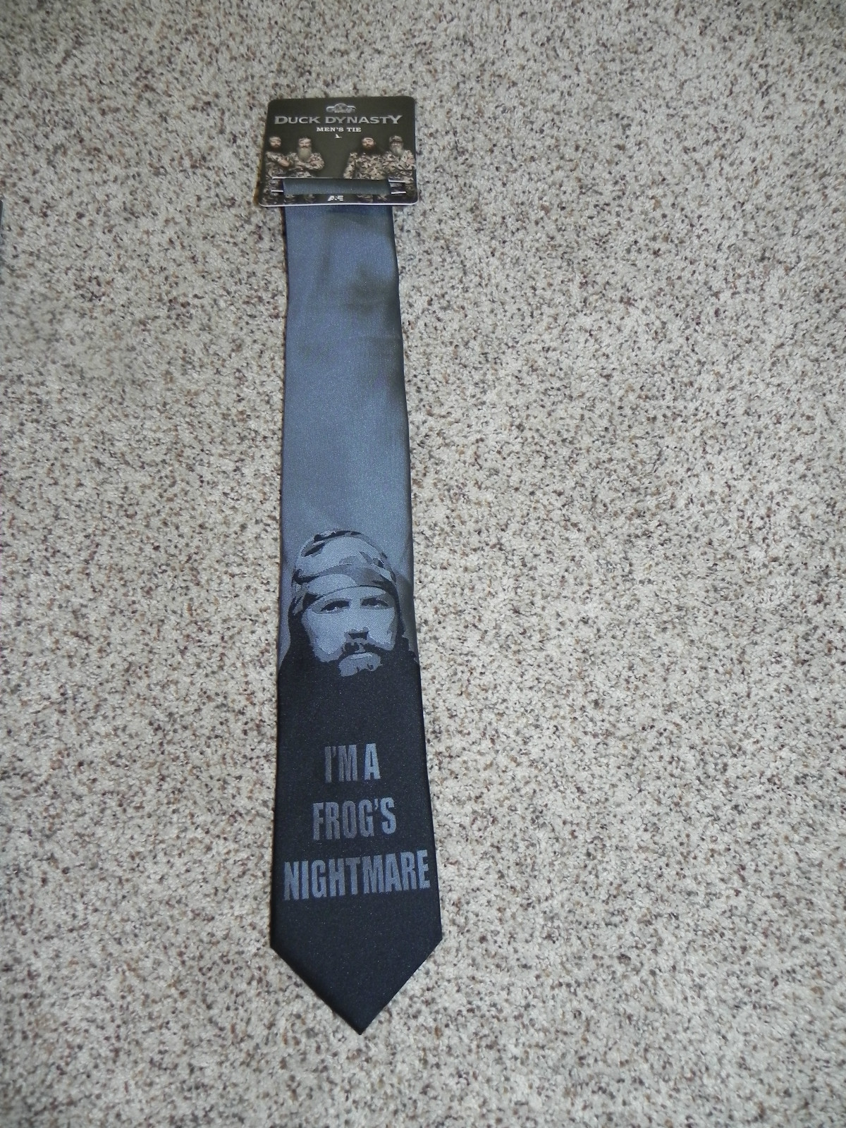 Duck Dynasty Tie Mens I’m a Frogs Nightmare Black Gray NEW NWT
