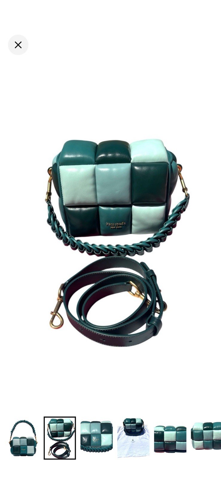 kate spade new york Green Colorblock Padded Shoulder Bag Detachable Strap