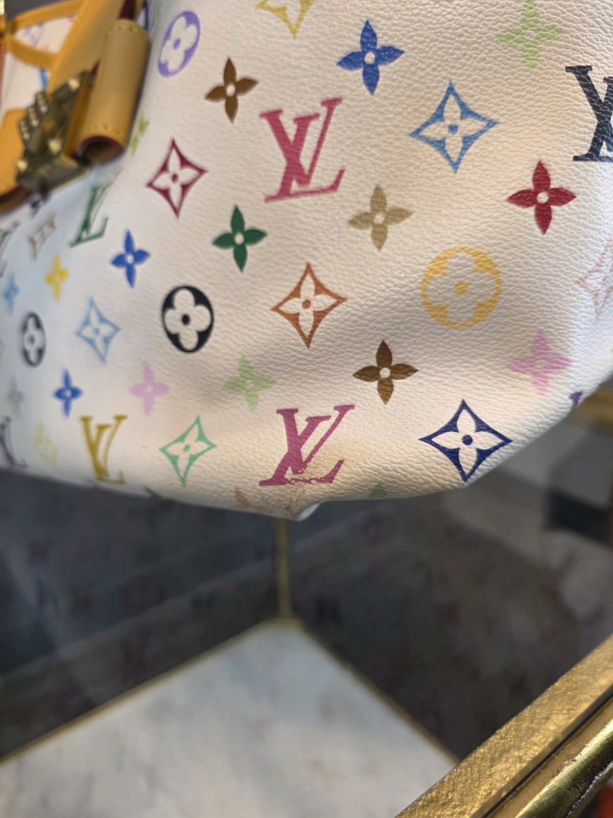 Louis Vuitton Annie Tote GM White Canvas Leather Murakami Multicolor Monogram