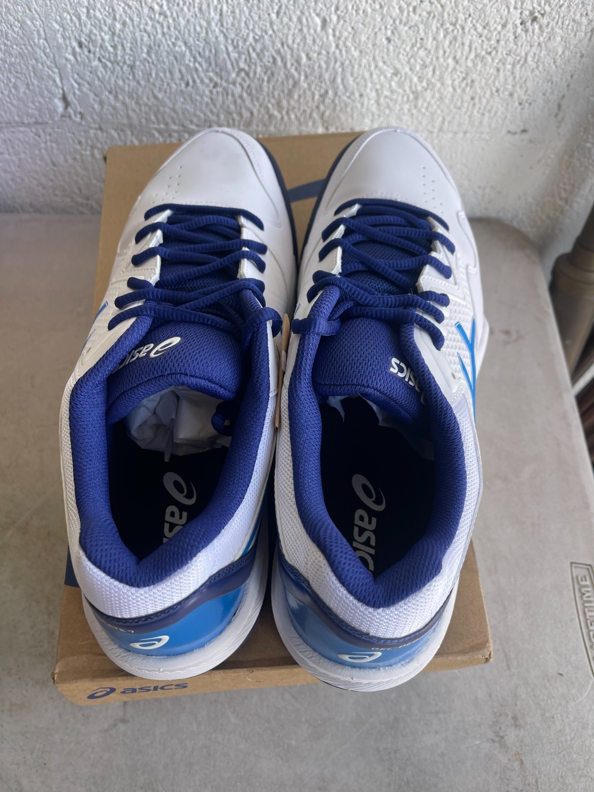 ASICS Gel-Dedicate 7 White Electric Blue Mens Tennis Shoes Size 12 1041A223-103