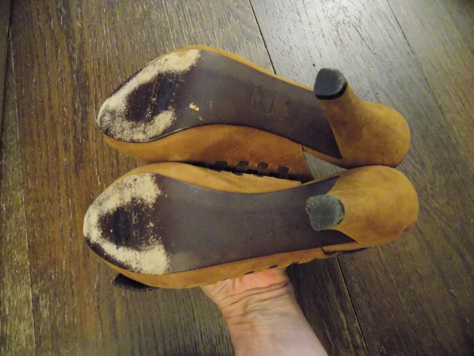 Jessica Bennett rust Brown Suede Pumps Slingback Peep Bow Toe Woven Snake sz 5.5