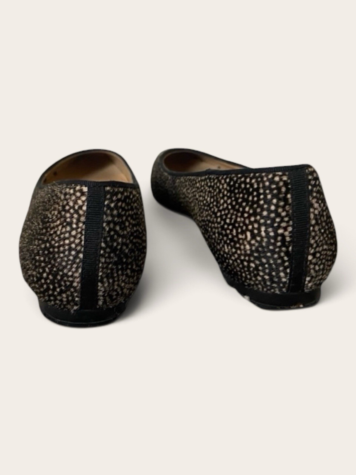 Talbots Sleek Black Animal Spotted Calf Hair Flats Size 6