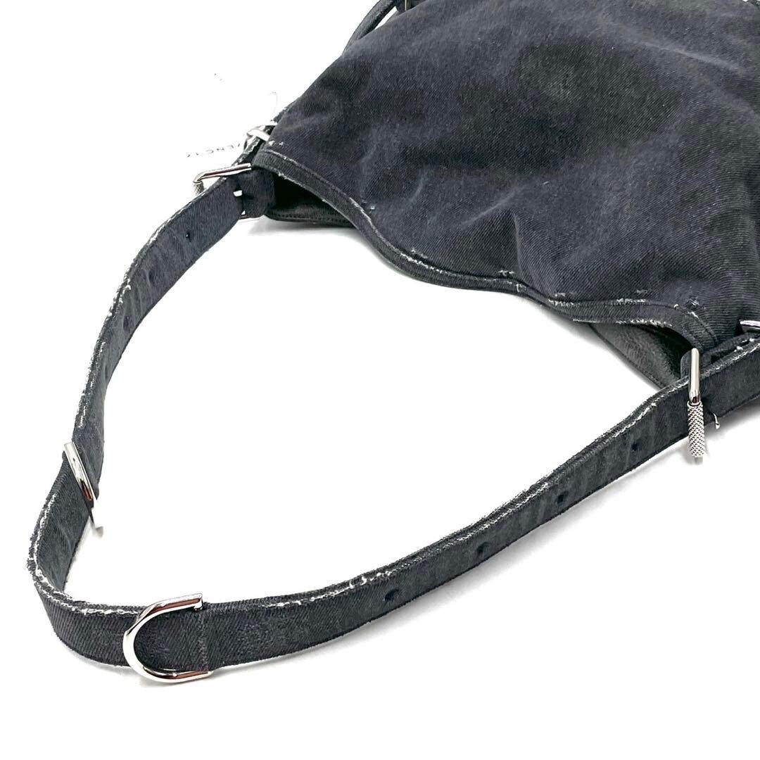 Givenchy Voyou Medium Denim Shoulder Bag Gray Cotton Silver Hardware Dust Bag