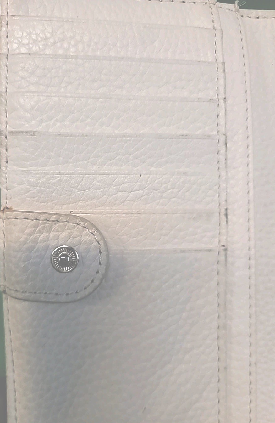 Kate Spade Pebble Leather Wallet Credit Cards White Black Lining Bill Fold
