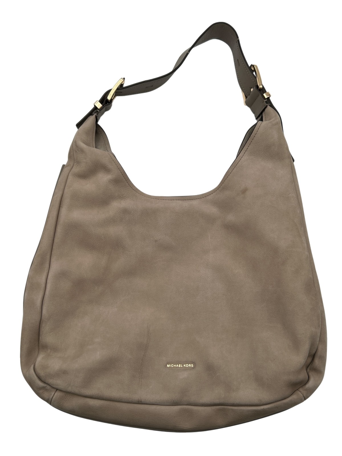 Michael Kors Nolita Large Hobo Leather Shoulder Bag – Birch/Gold (READ)