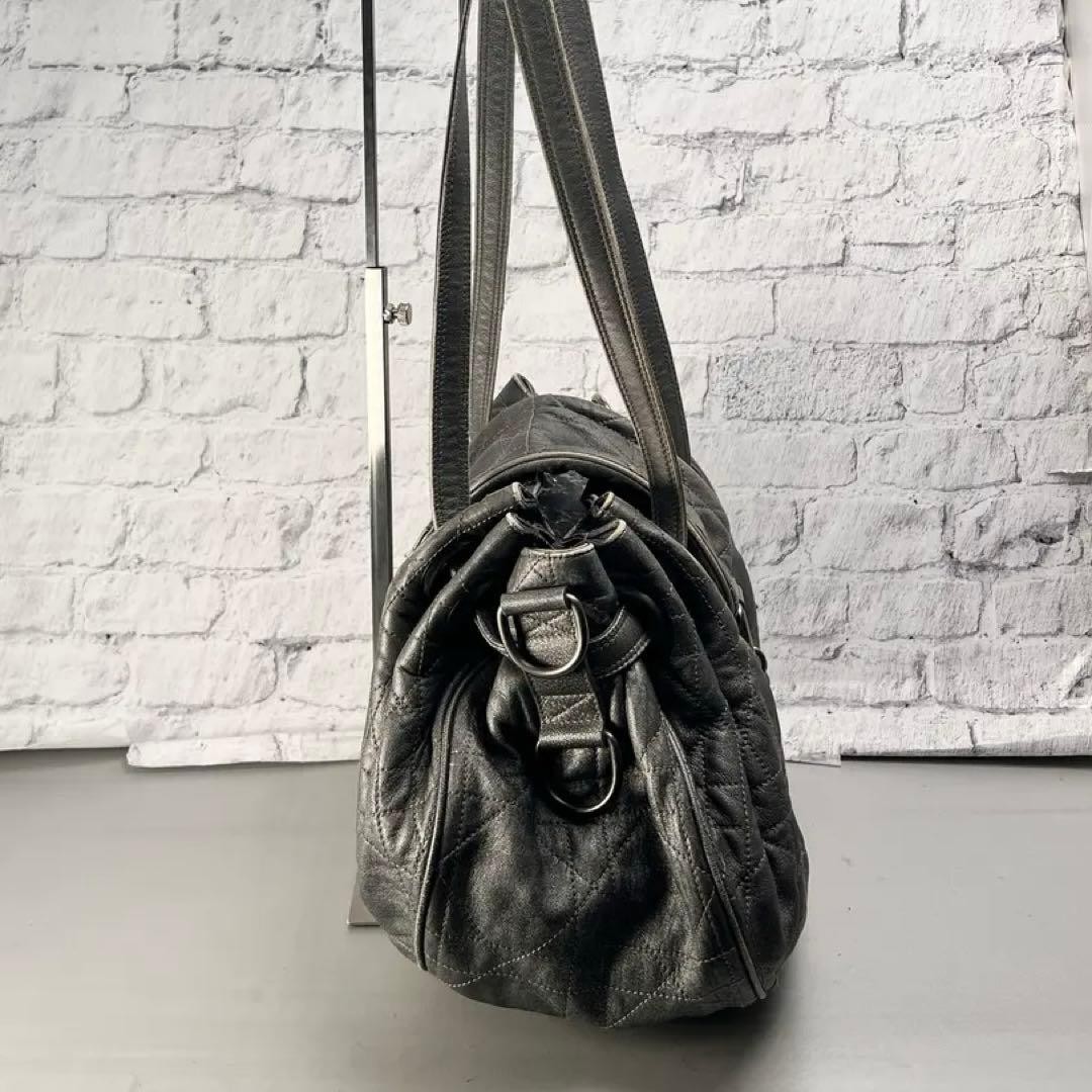 Dior Cannage Grey Shoulder Bag A-14687 Japan Used 0713879