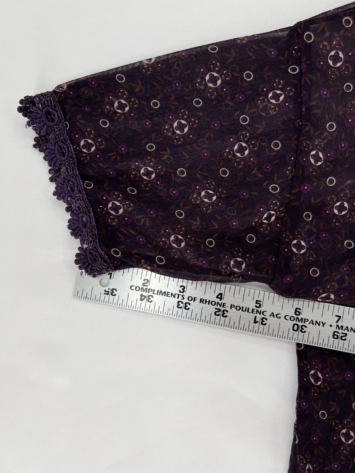 Free People Sheer Floral Print Kimono Top Womens Medium Purple Lace Trim Boho