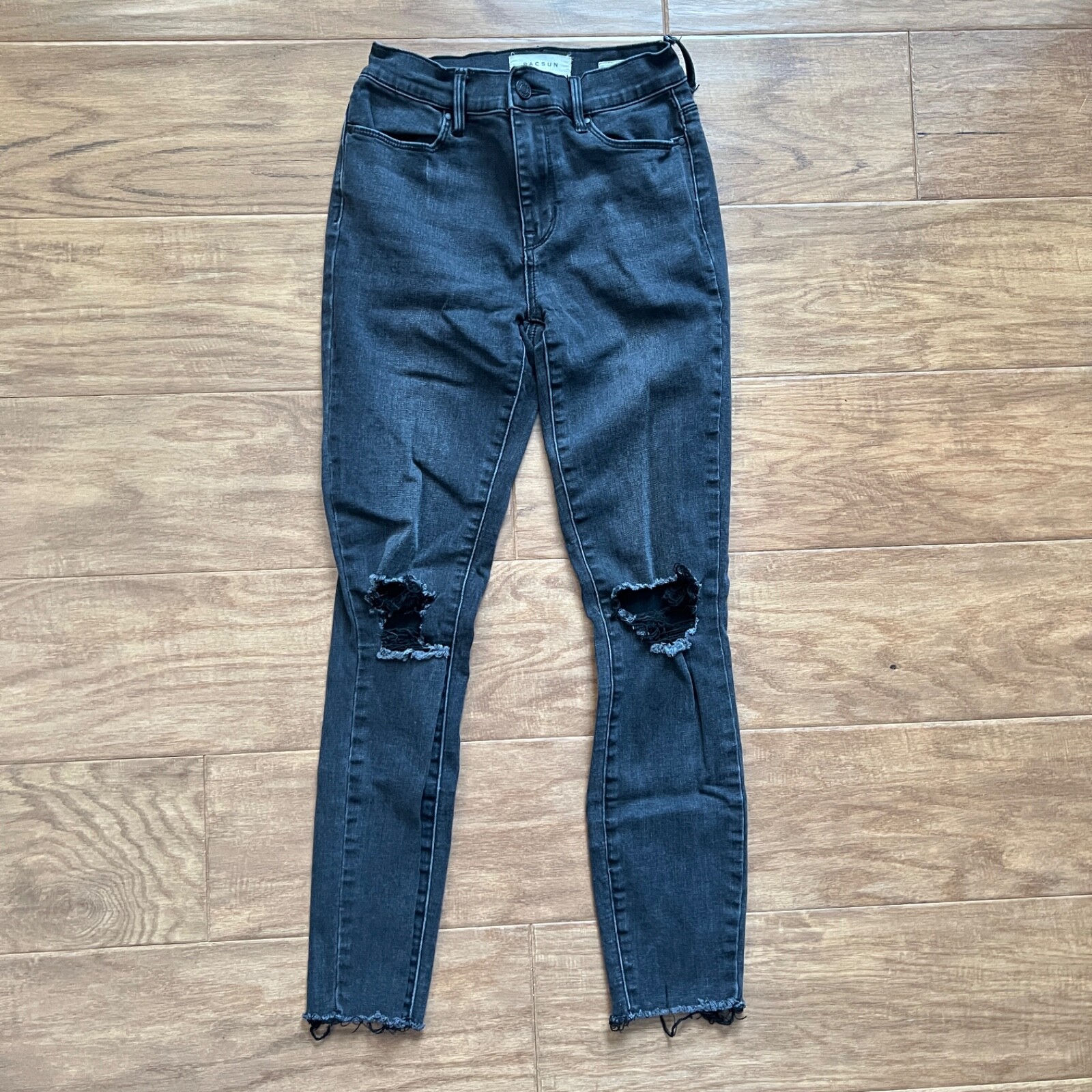 Pacsun High-Rise Ankle Jegging Size 24 Charcoal Black/Dark Gray Distressed