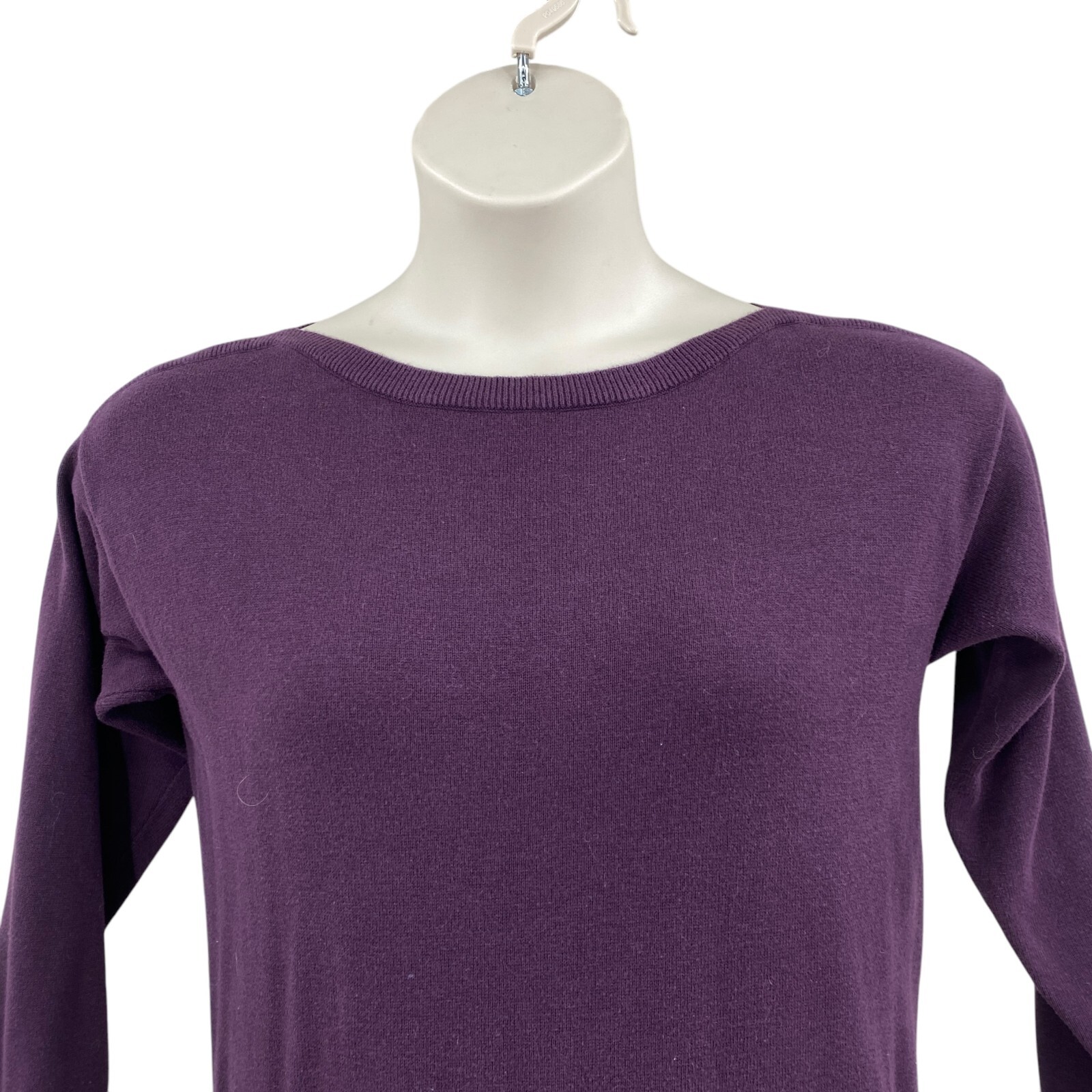 Jeanne Pierre Womens Sweater Size Small Purple Pullover Boat Neck Pockets