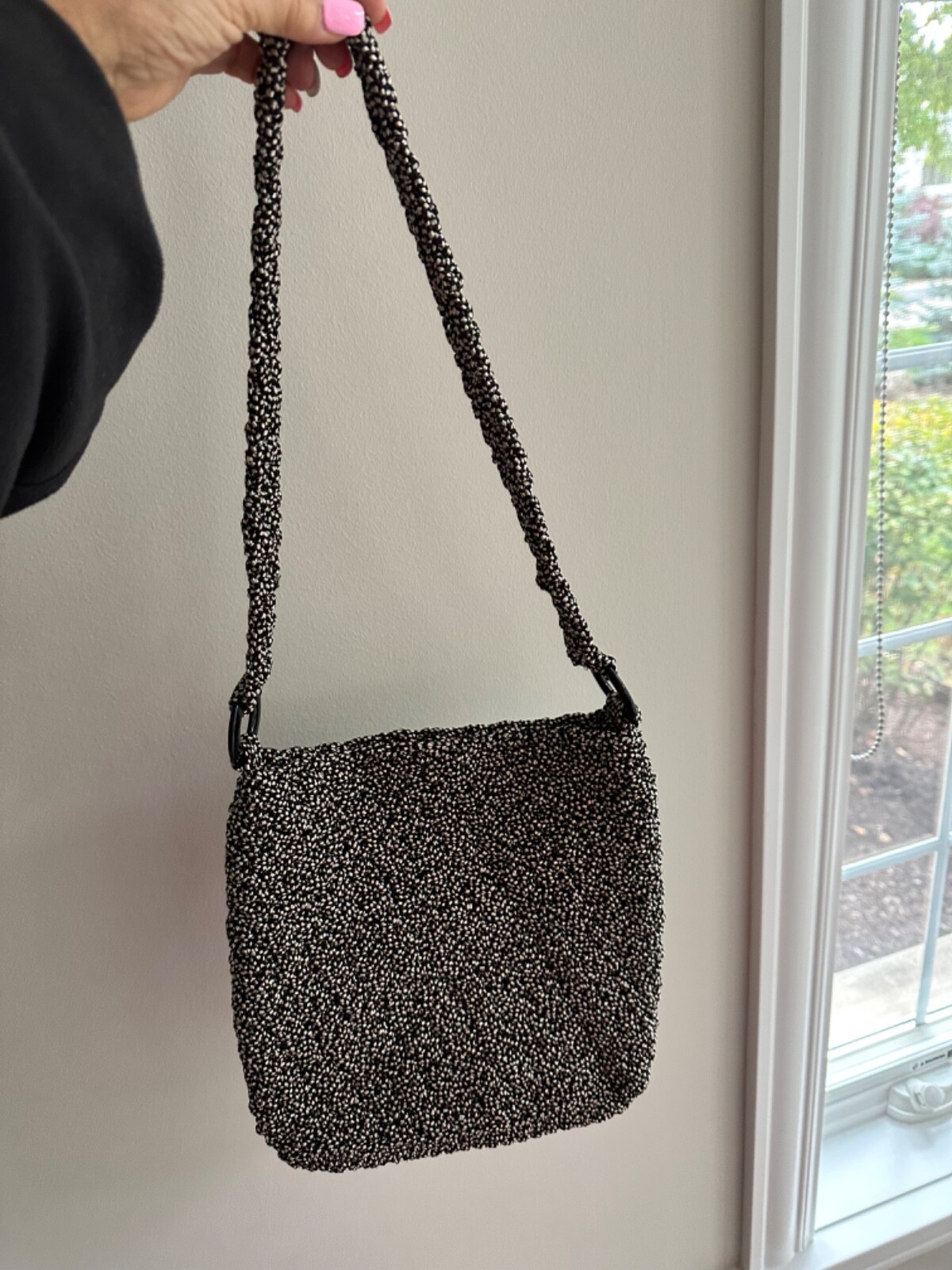 RARE Carrie Forbes Tightly Woven black and silver shoulder handbag EXCELLENT