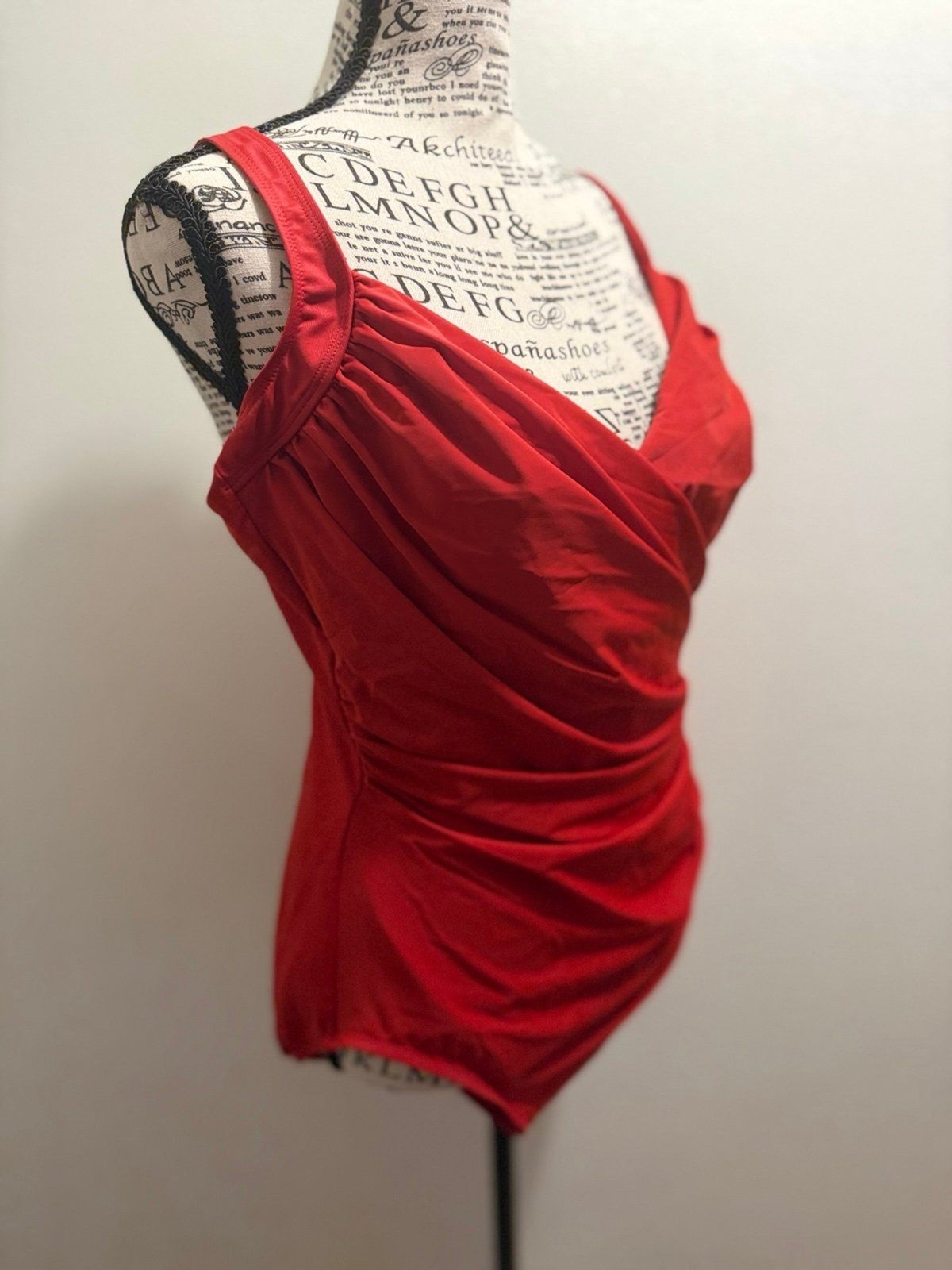 90’s Vintage Throwback Retro Miraclesuit One-Piece Swimsuit Red US size 18DDD