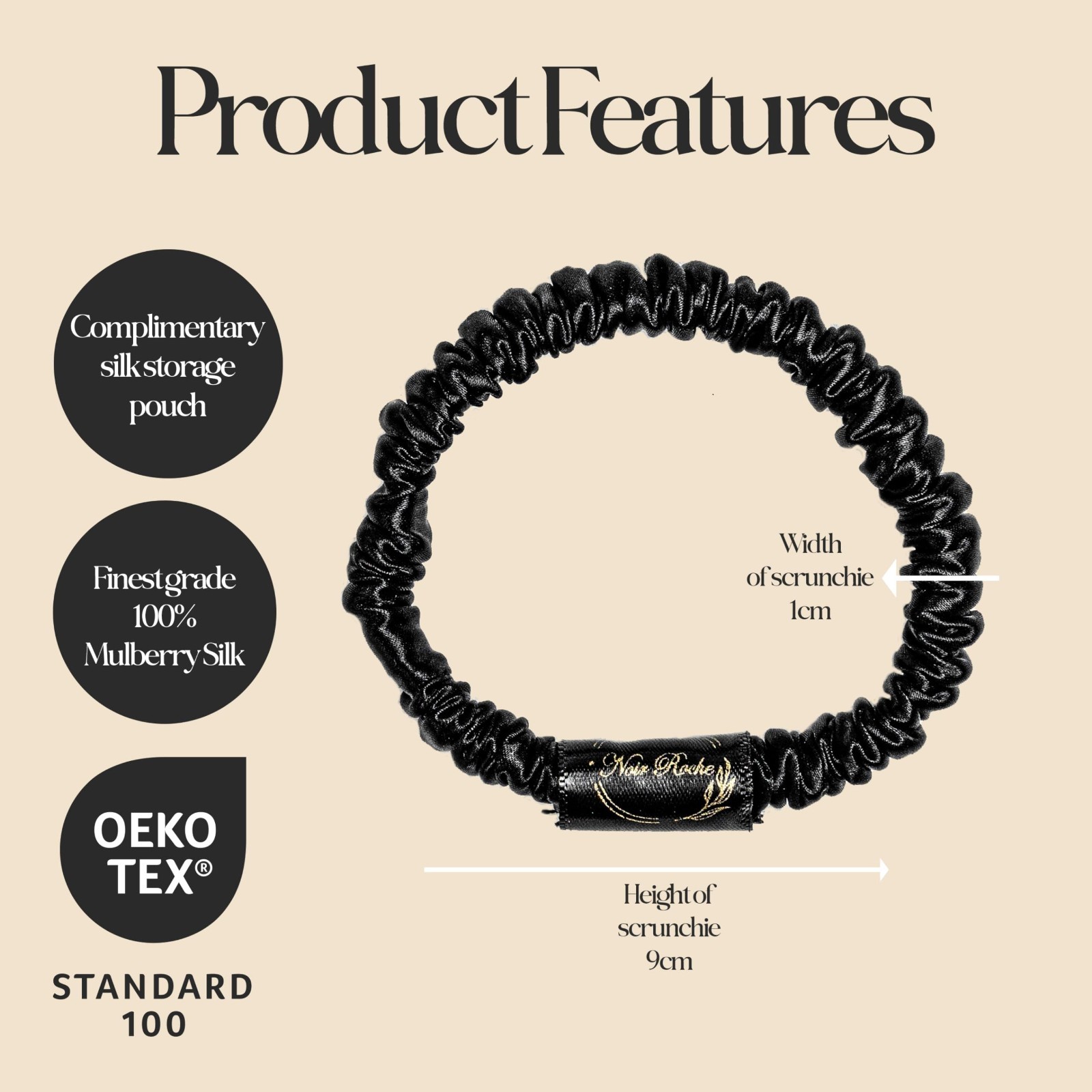100% Mulberry Silk Scrunchies – Gentle Elastic Hair Ties for All Hair Types (Set