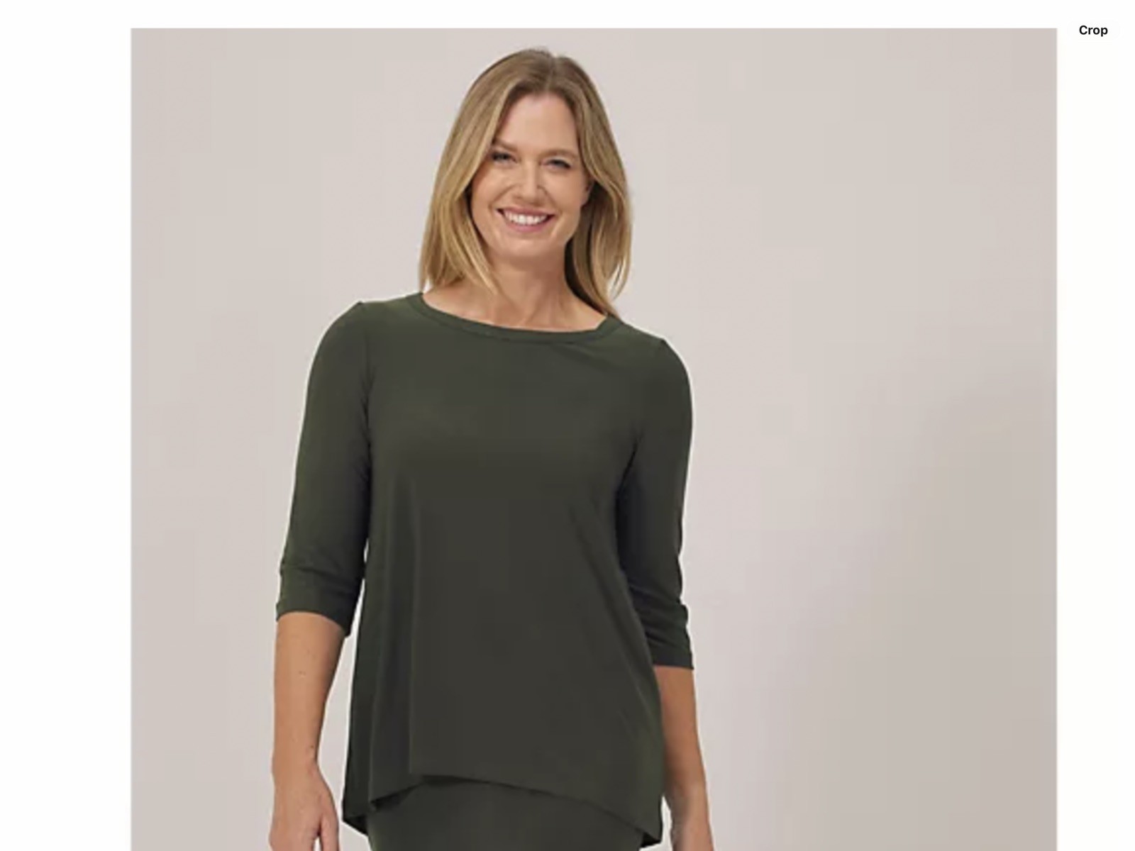 Kim & Co Brazil Jersey 3/4 Sleeve Wide Neck Top Size XL Thyme