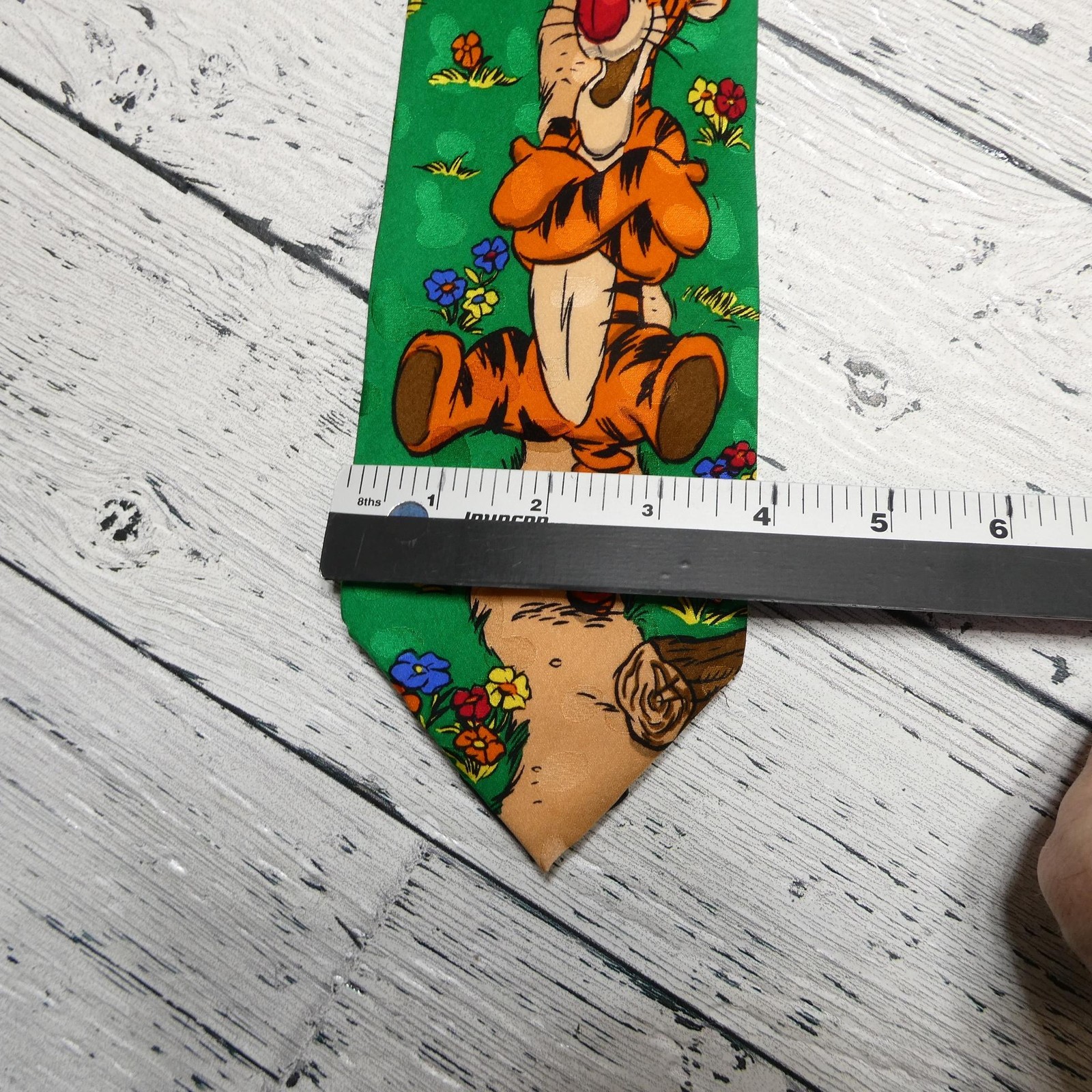 Tigger Tie Mens One Size Green Disney Winnie Pooh Silk Cartoon Novelty Necktie