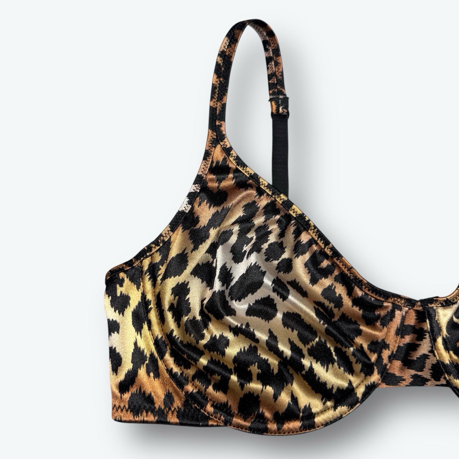 Second Skin Satin Bra Unlined Leopard Print 38D