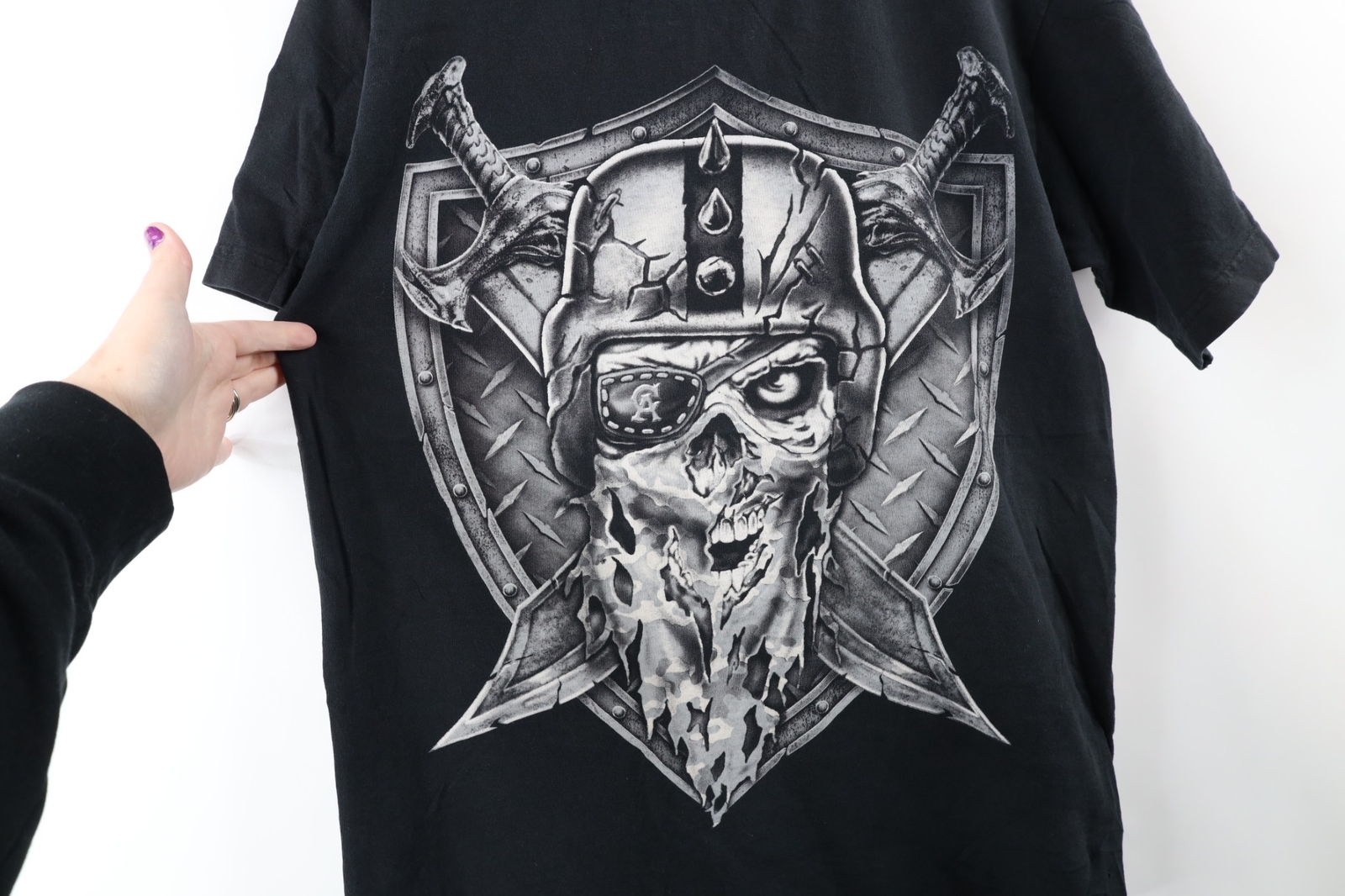 Vtg 90s Streetwear Mens Medium Faded Skull Sword Cali Rider Motorcycle T-Shirt