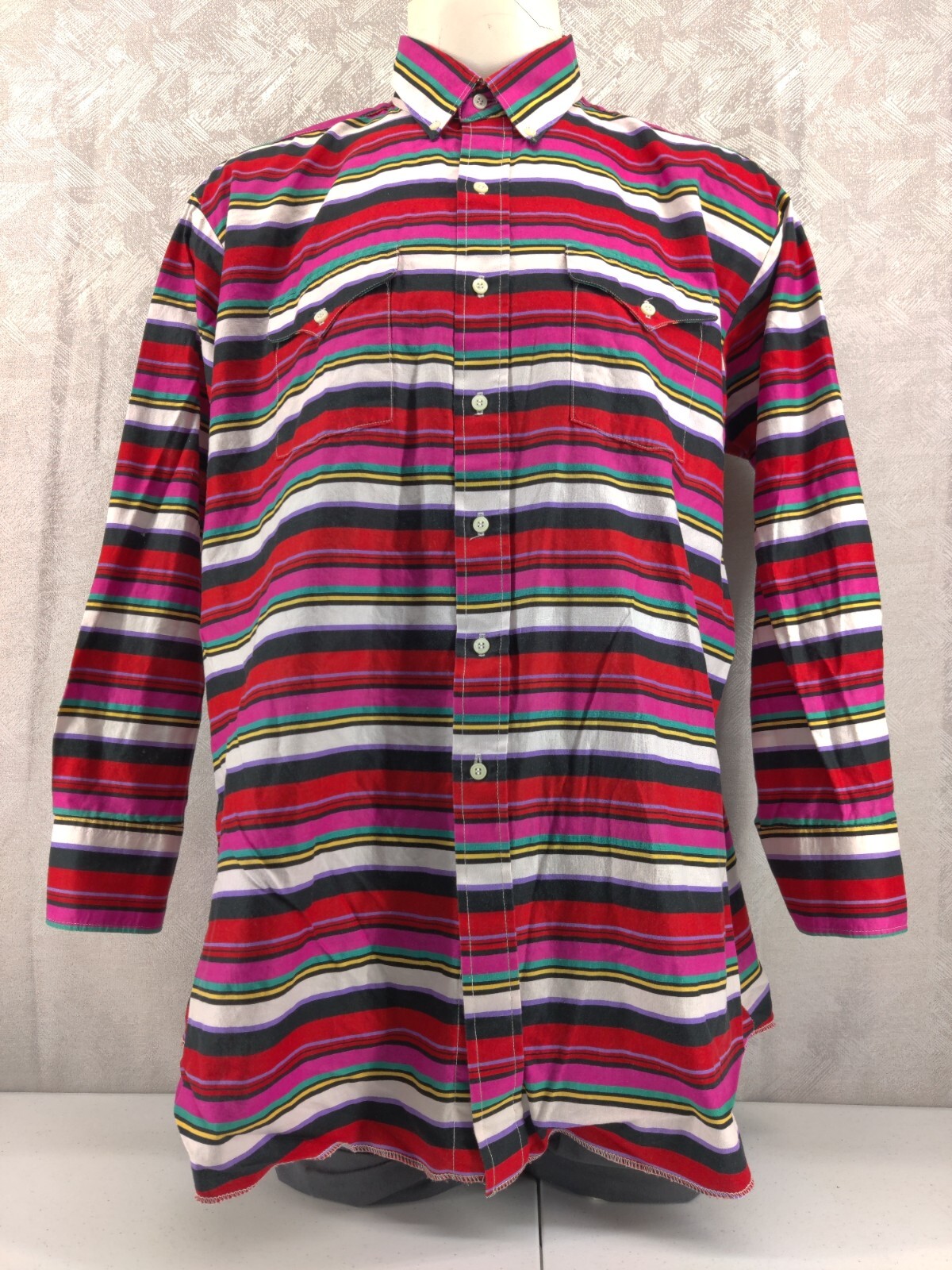 Vintage Panhandle Slim Shirt Men 18 XXL Striped Western Cowboy Southwest 90s USA